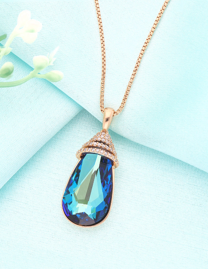 Swarovski Crystal Aqua Blue Chain Pendant