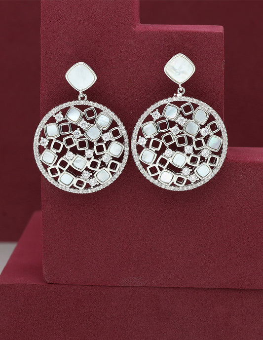 Designer Zirconia Mother Of Pearl Earrings