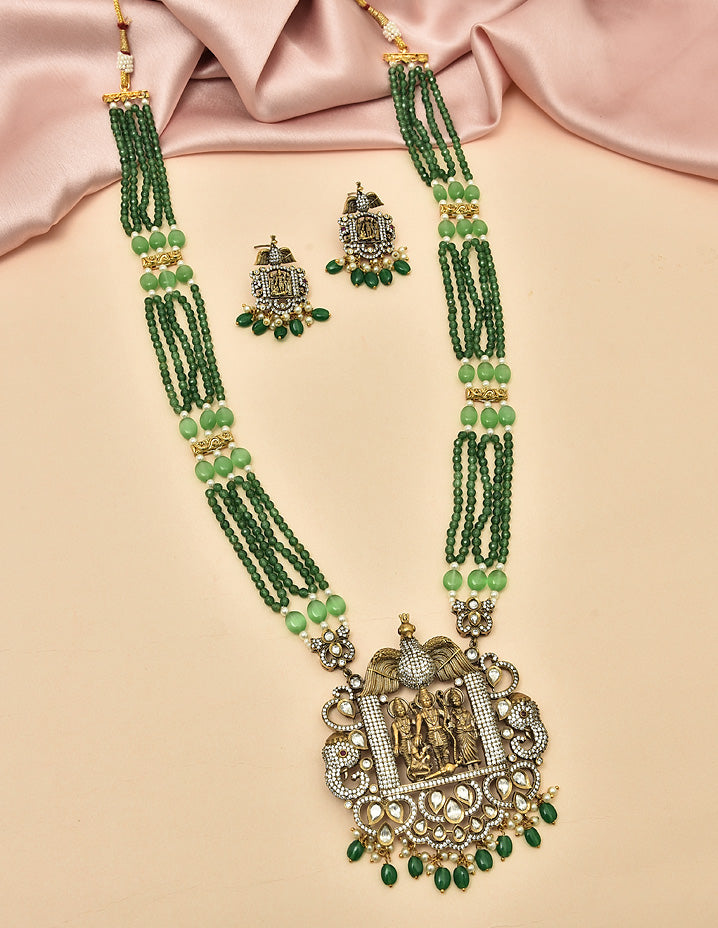 Designer Victorian Ramparivar Pendant Beads Mala