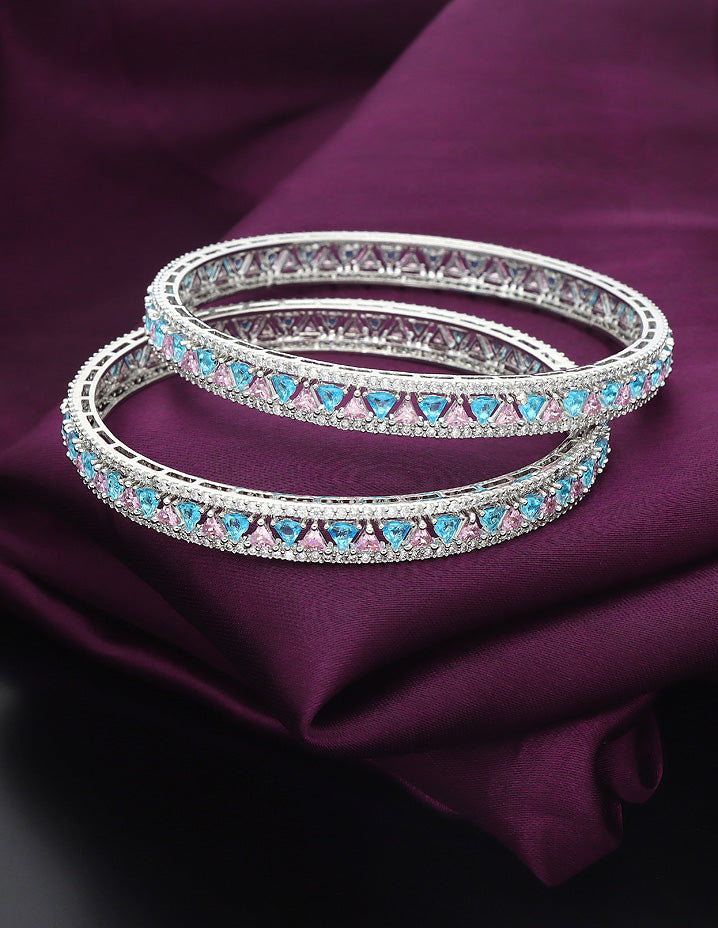 Designer Zircon Rhodhium Plated Bangles ZBGL11143