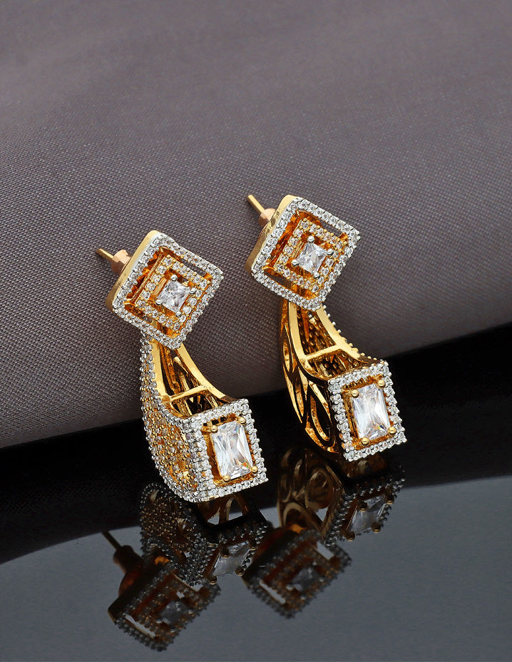 Statement CZ earrings in silver finish – RaRe N Precious