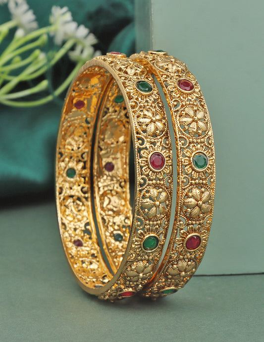 Designer Ruby Emerald Matt Stone Bangles ZBGL11171