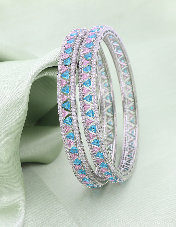 Designer Zircon Rhodhium Plated Bangles ZBGL11143