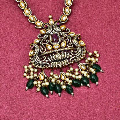 Zirconia Peacock Design Victorian Necklace Set