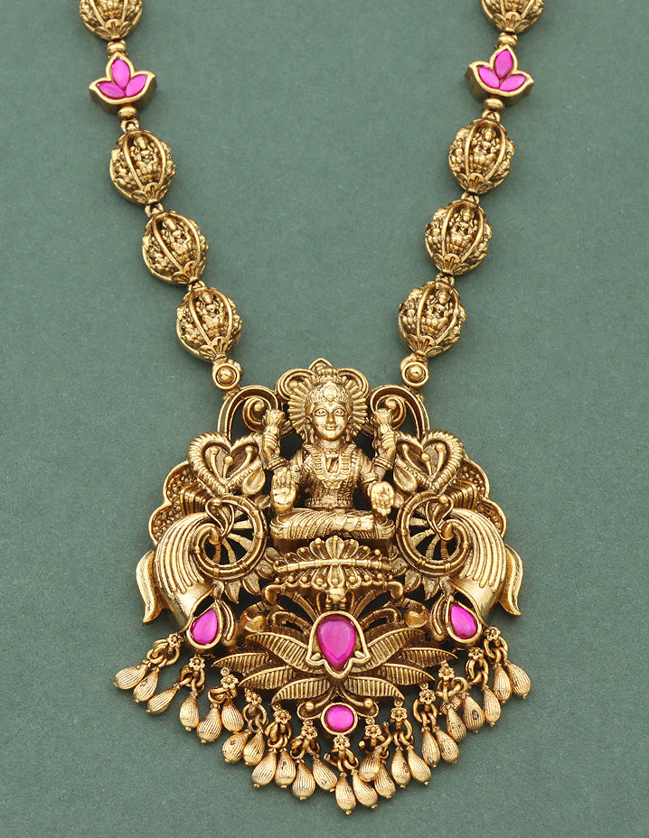 Matt Lakshmi Devi Pink Haaram Set