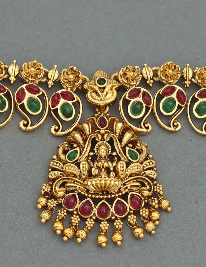 Designer Lakshmi Devi Kempu Maang Chain Vaddanam