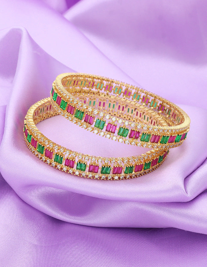 Designer Zirconia Ruby & Emerald Bangles ZBGL11118