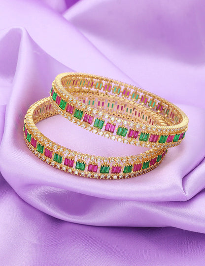 Designer Zirconia Ruby & Emerald Bangles ZBGL11118