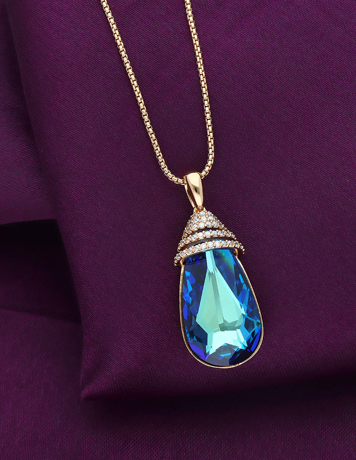 Swarovski Crystal Aqua Blue Chain Pendant