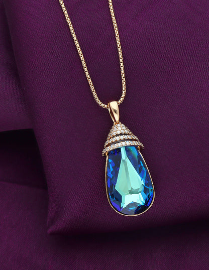 Swarovski Crystal Aqua Blue Chain Pendant