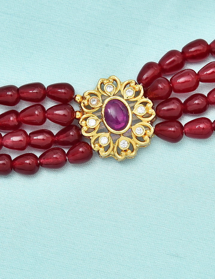 Designer Lakshmi Devi Ruby Beads Choker Set