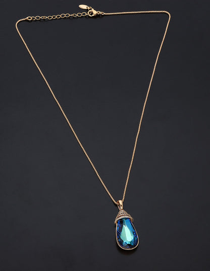 Swarovski Crystal Aqua Blue Chain Pendant