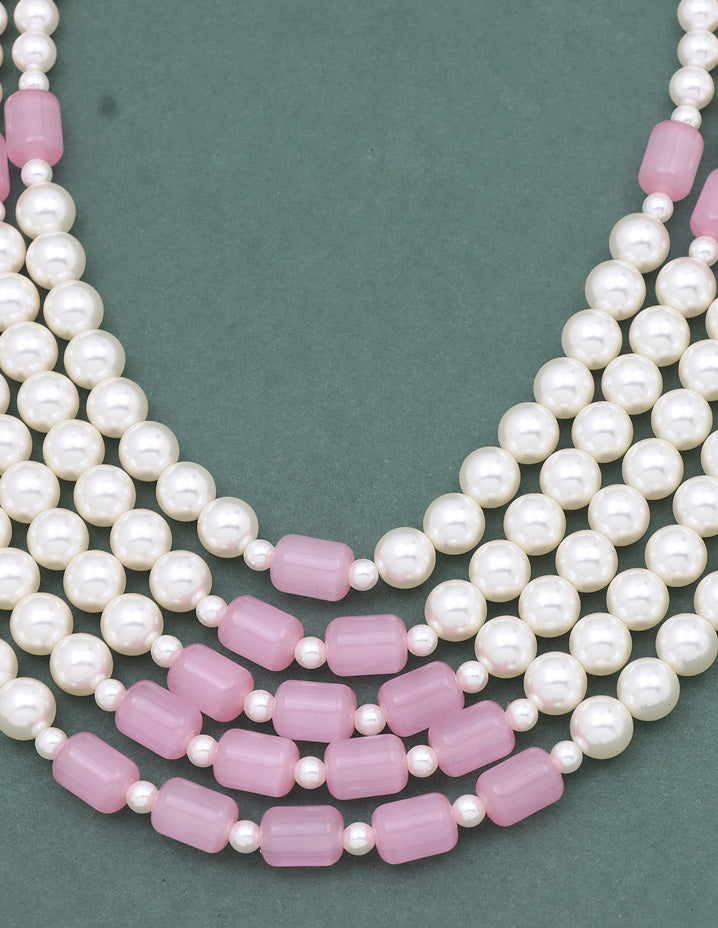 5-Line Designer Baby Pink Pearl Beads Mala