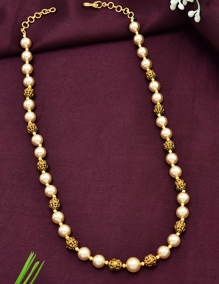 Designer Pearls and Golden Beads Mala