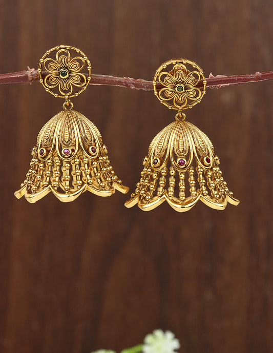 Designer Zirconia Kempu Jhumka Earrings