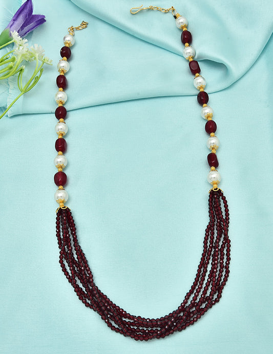 Designer Pearls and Maroon Beads Mala