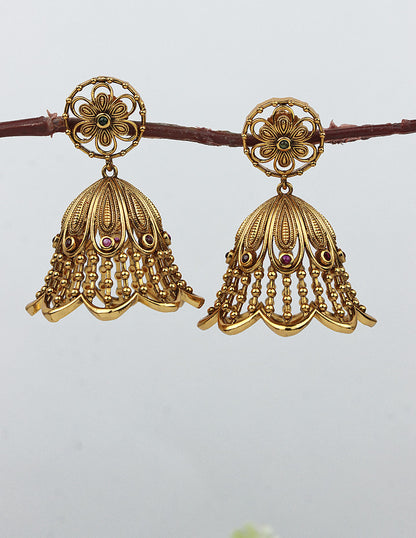 Designer Zirconia Kempu Jhumka Earrings