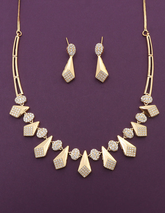 Designer Gold Polish Zirconia Necklace Set