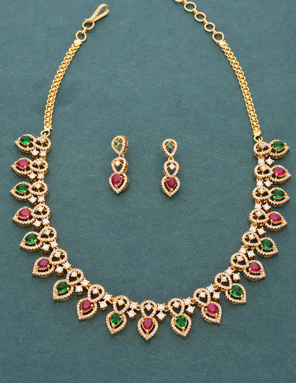 Designer Gold Plated Zirconia Necklace Set