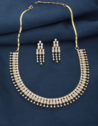 Designer Gold Polish Zirconia Necklace Set