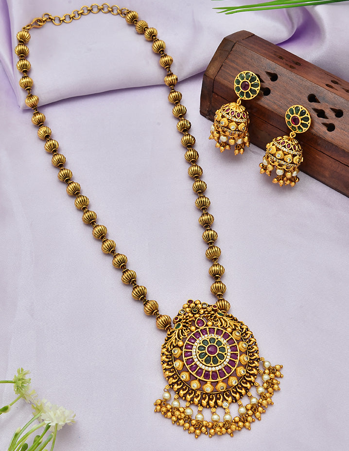 Designer Kempu Chain Pendant Set