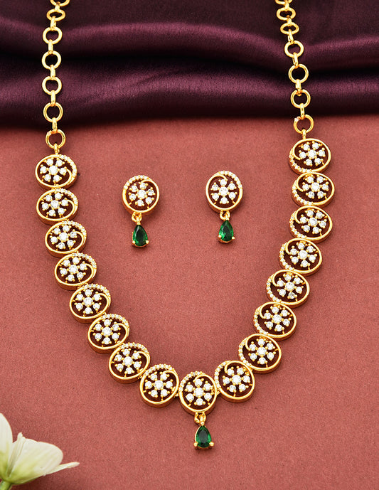 Designer Zirconia Gold Necklace Set