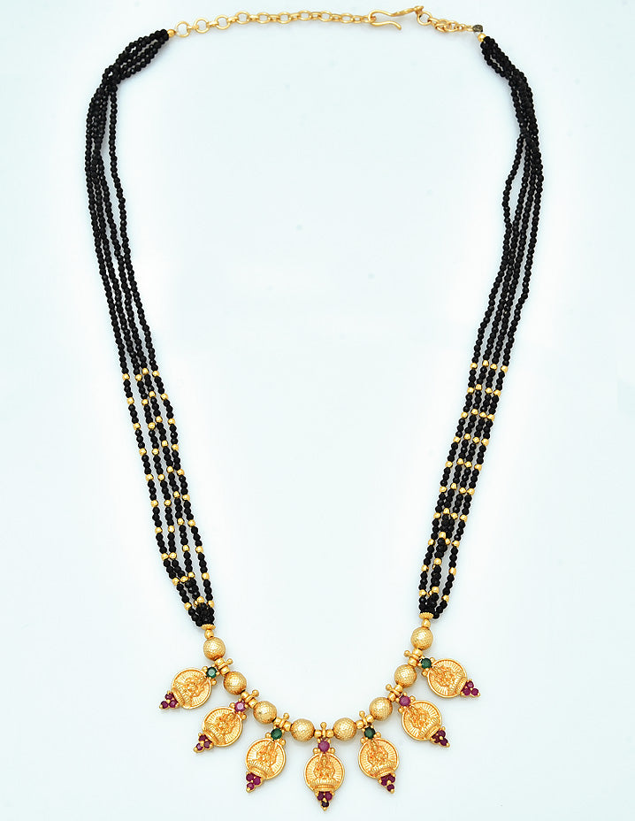 Designer Black Crystal Kasu Mangalsutra