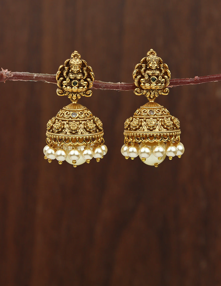 Designer Lakshmi Devi Kempu Jhumka Earrings