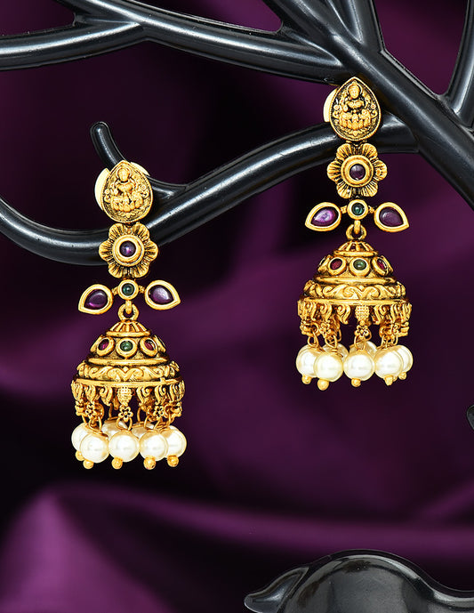 Designer Zirconia Kempu Jhumka Earrings