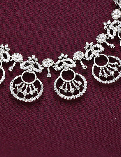 Designer Rhodhium Polish Zirconia Necklace Set