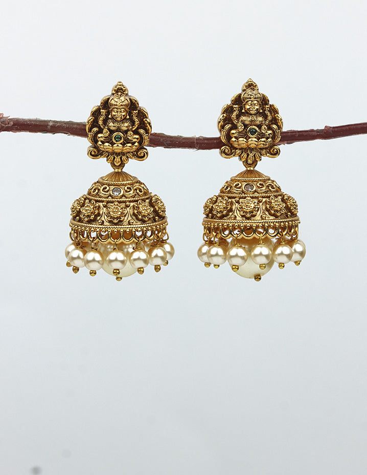 Designer Lakshmi Devi Kempu Jhumka Earrings