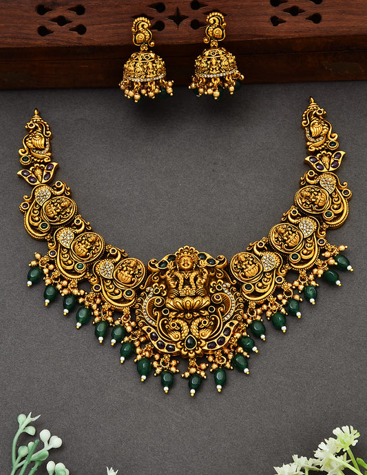 Designer Matt Lakshmi Devi Kempu Necklace Set