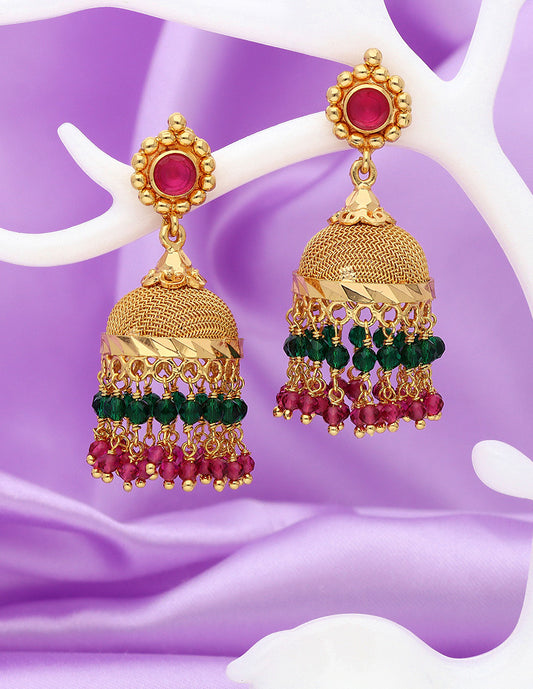 Designer Gold Polish Jhumka Earrings