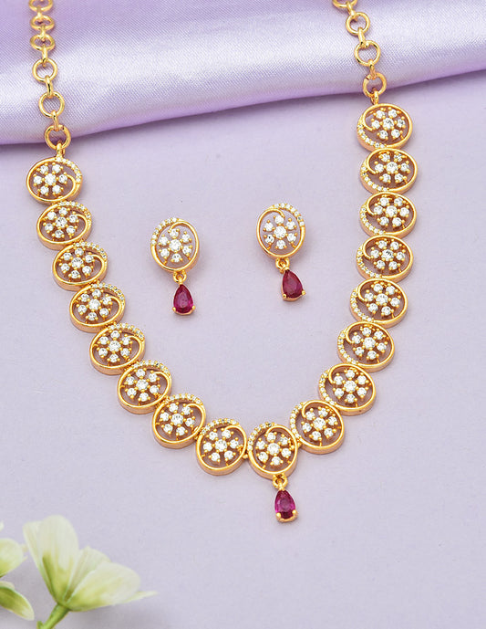 Designer Zirconia Gold Necklace Set