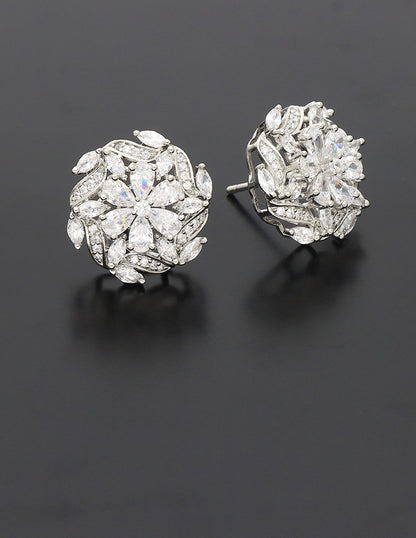 Designer Zirconia Floral Stud Earrings