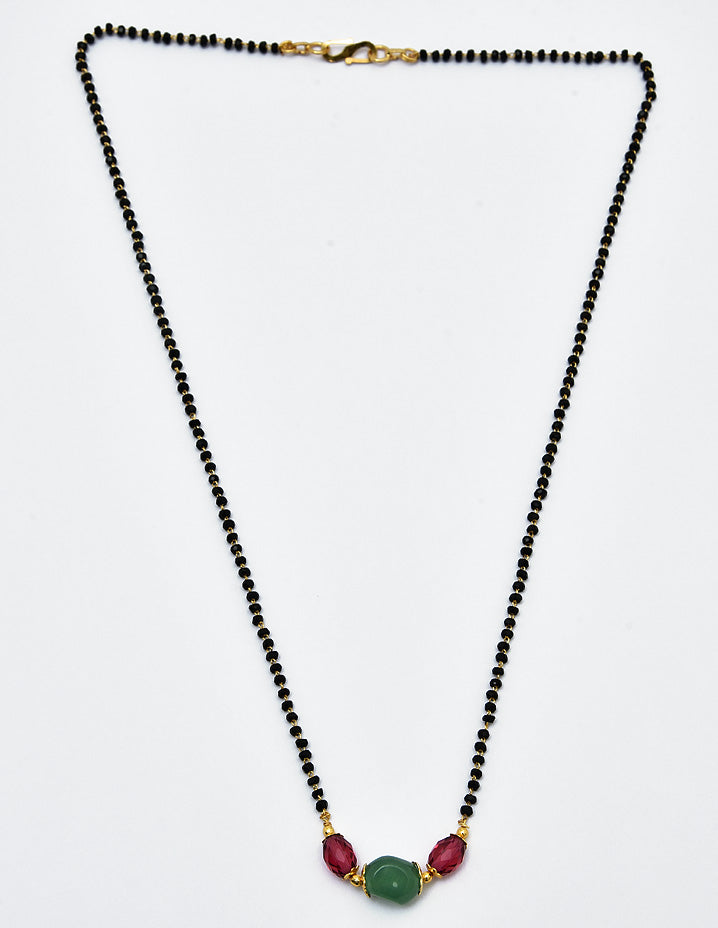 Designer Zirconia Single Line Black Bead Mangalsutra