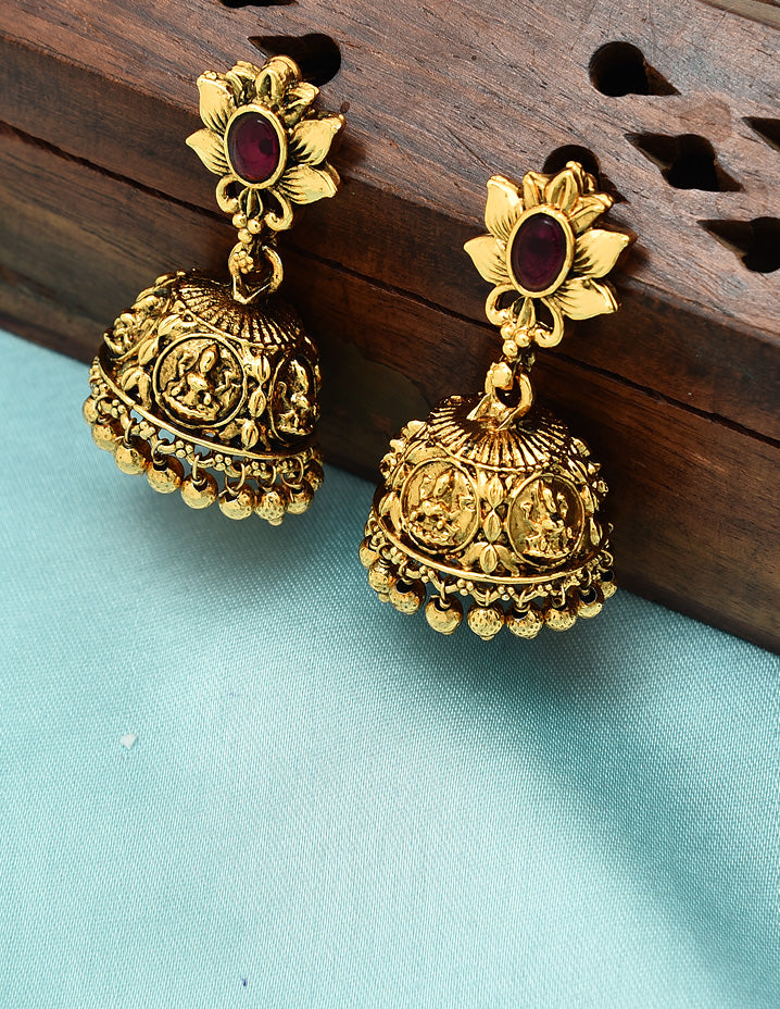 Antique Lakshmi Devi Kempu Necklace Set