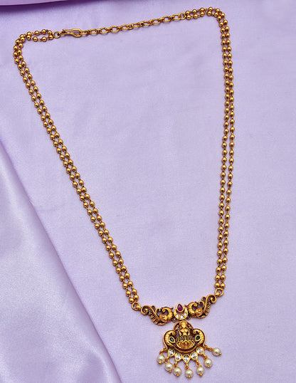 Designer Kempu Gold Balls Chain Pendant