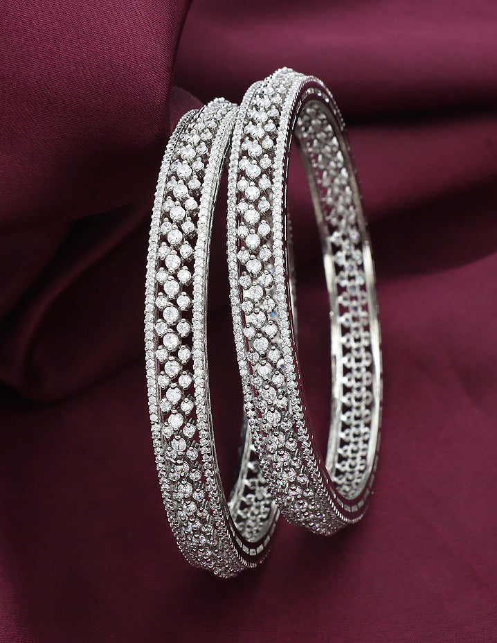 Designer Zircon Rhodhium Plated Bangles ZBGL11125