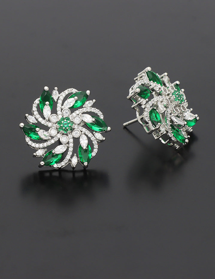 Designer Zirconia Rhodhium Stud Earrings