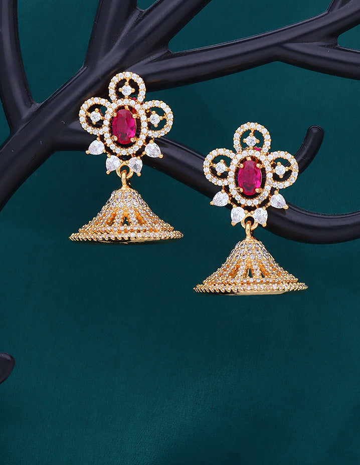 Indian Designer Golden Crystals Jhumka Style Earrings #57181 | Buy Jhumka  Earrings Online