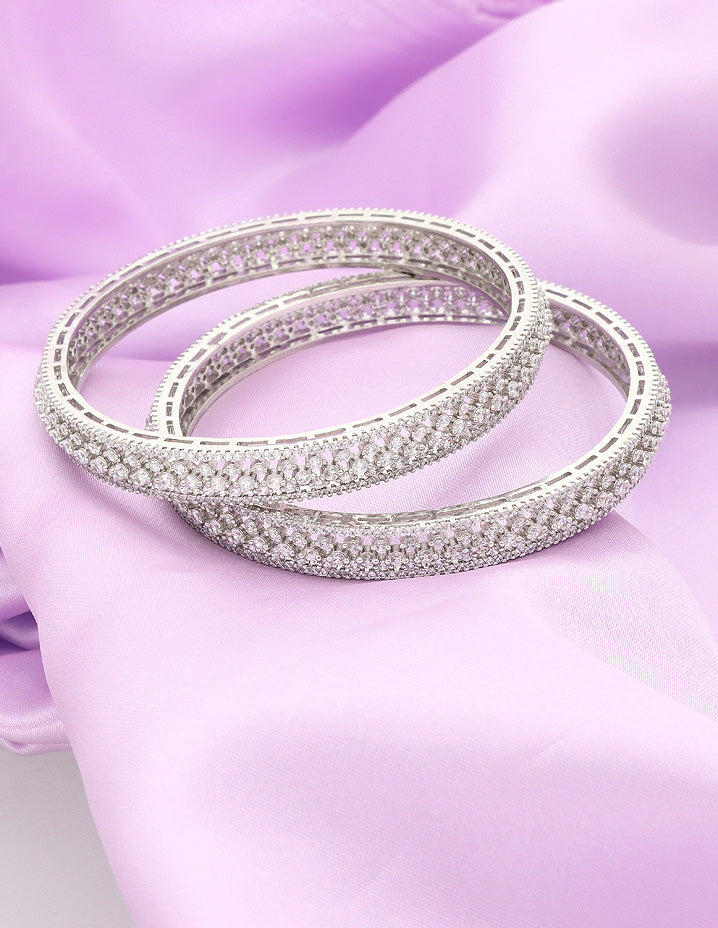 Designer Zircon Rhodhium Plated Bangles ZBGL11125