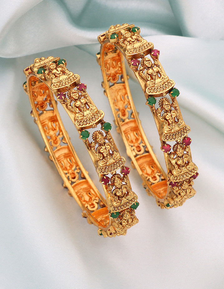 Designer Lakshmi Devi Matt Stone Bangles ZBGL11088