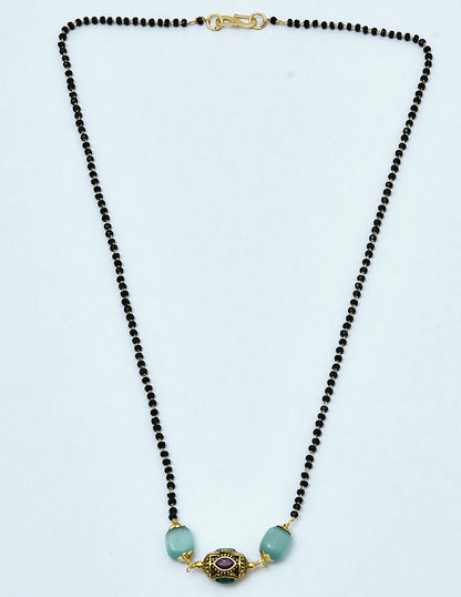 Designer Zirconia Single Line Black Bead Mangalsutra