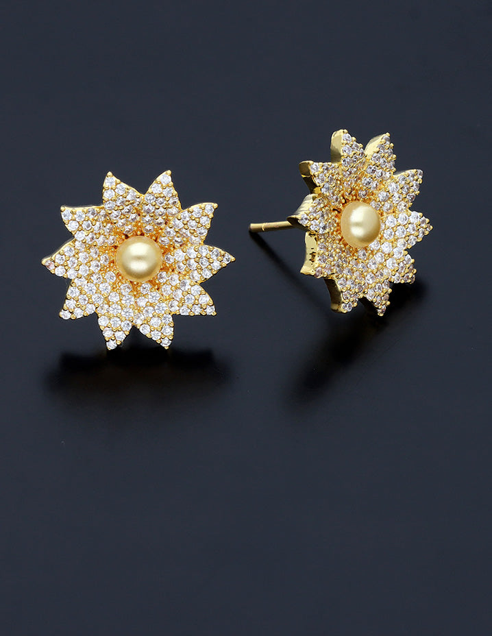 Designer Zirconia Floral Stud Earrings