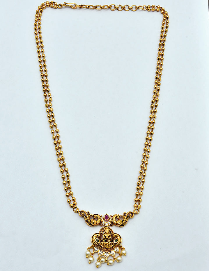 Designer Kempu Gold Balls Chain Pendant