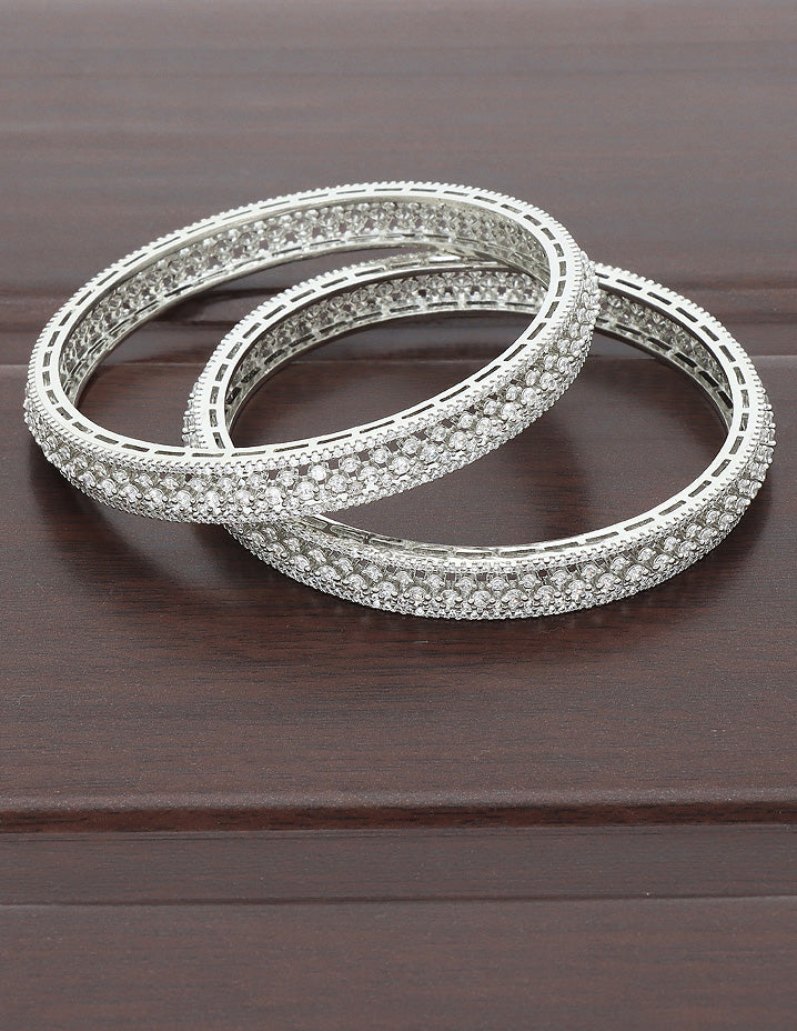 Designer Zircon Rhodhium Plated Bangles ZBGL11125