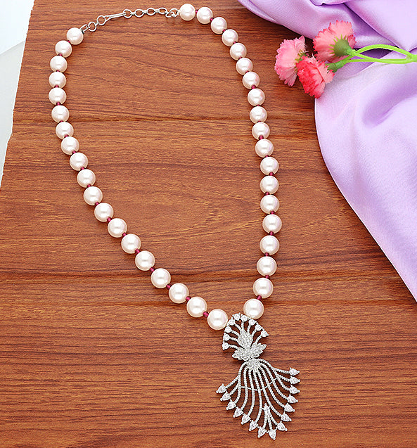 Designer Zirconia Pearl Chain Pendant