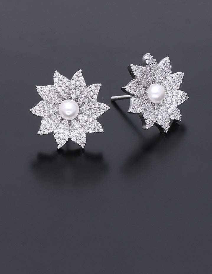 Designer Zirconia Floral Stud Earrings