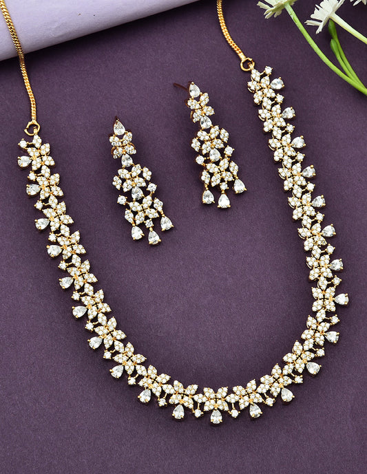 Designer Gold Polish Zirconia Necklace Set